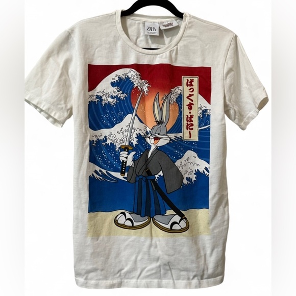 Zara Other - Zara x Looney Tunes Bugs Bunny Japan Samurai white T- shirt Size Medium
